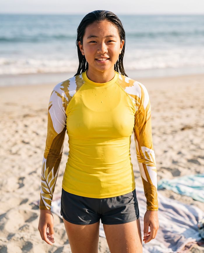 Rashguard — Girls Lemon Yellow Tropique