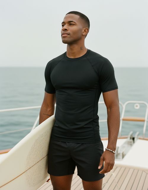 Midnight Black Rash Guard Men's Rashguard — Lolekai
