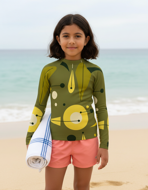 Runway Chartreuse Echo Rash Guard Kids Rash Guard — Dripper