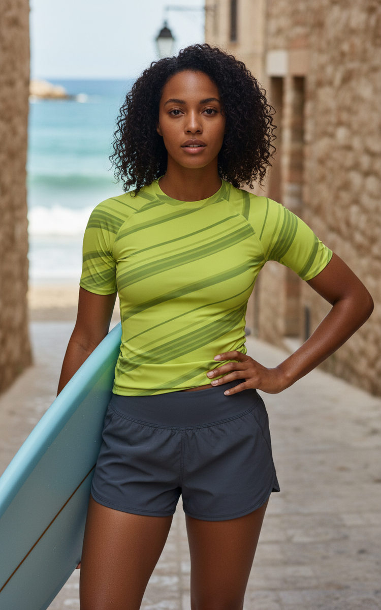 Women's Neon Yellow Sway Rash Guard