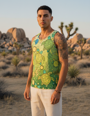 Men's Runway Chartreuse Coral men's tank tops