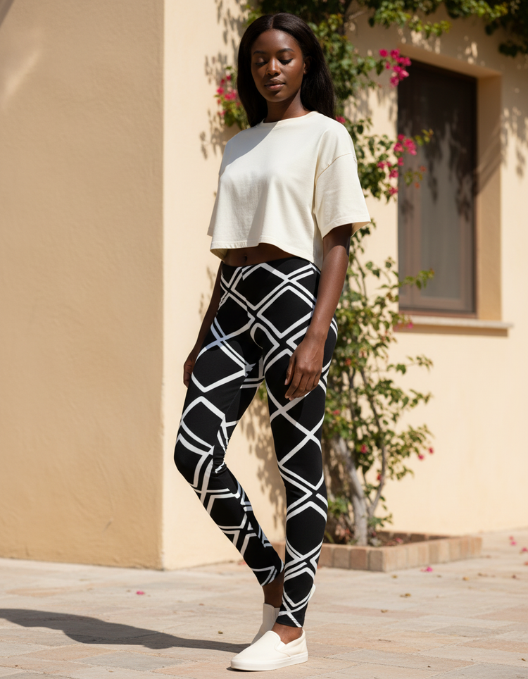 Women's Black and White Patterns Leggings