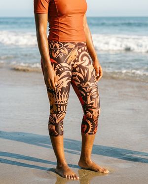 Fiery Red Nalu Lehua swim & gym leggings