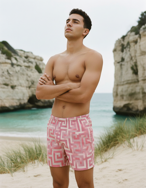 Hot Pink Akari men's swim trunks