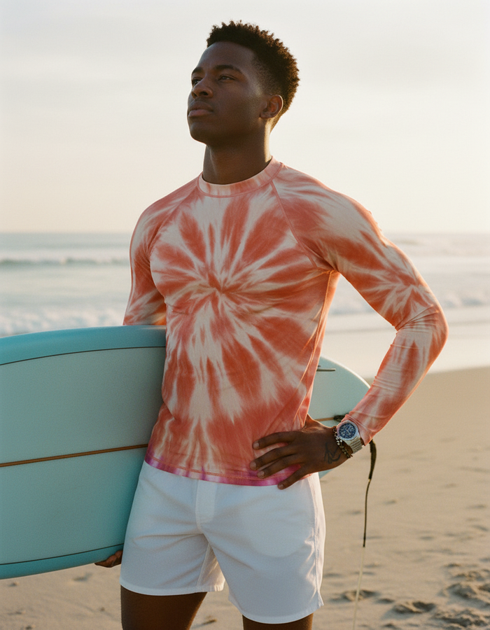 Rashguard — Men's Neon Coral Nebula