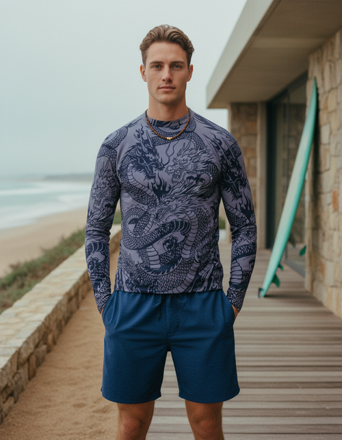 Indigo Ember Rash Guard Men's Rashguard — Lolekai