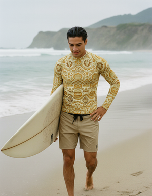 Yellow Rangoli Rash Guard Men's Rashguard — Dripper