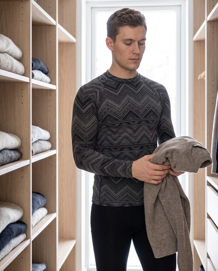 Graphite Chevronet Base Layer Top men's base layer tops