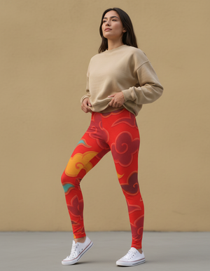 Fiery Red Nimbus Leggings Women's Leggings — Dripper