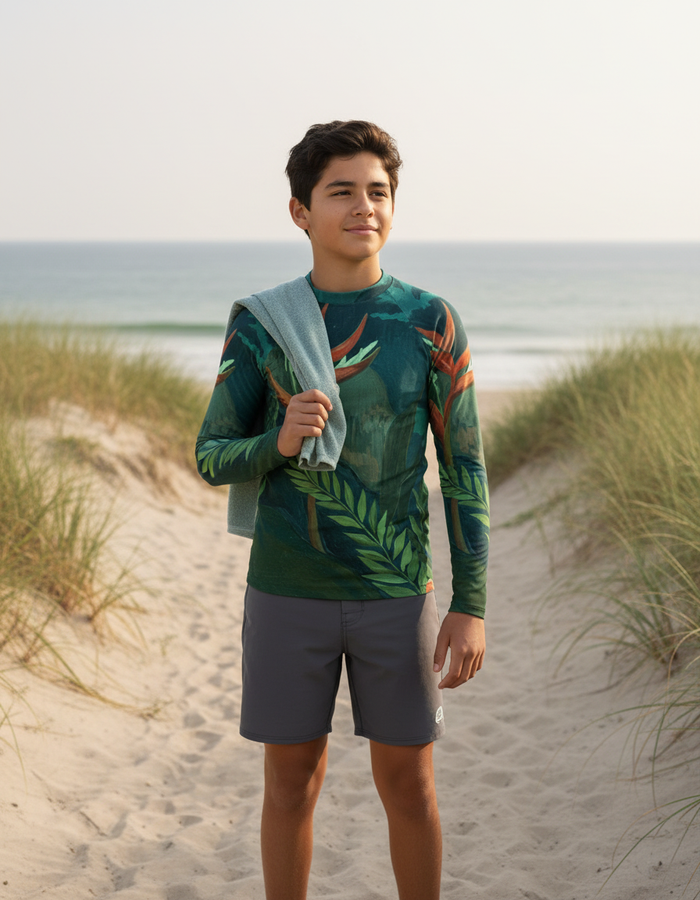 Rashguard — Youth Transformative Teal Tropique