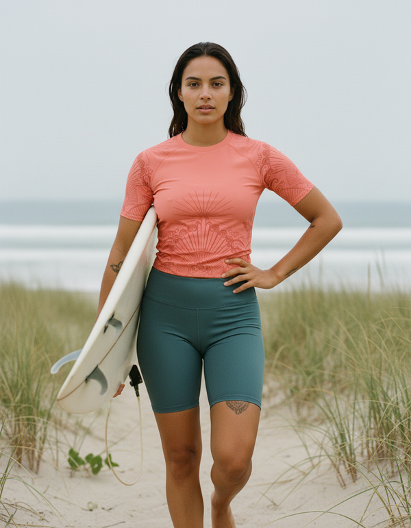 Women's Neon Coral Elysium Rash Guard