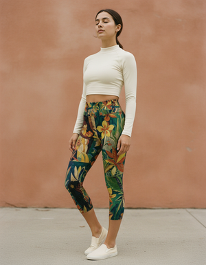 Runway Chartreuse Tiare Leggings Capri Yoga Leggings — Dripper