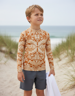 Burnt Sienna Burst Kids Rash Guard bikini — Dripper