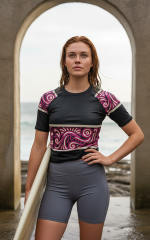 Women's Neon Pink Lava Procession women's rashguards