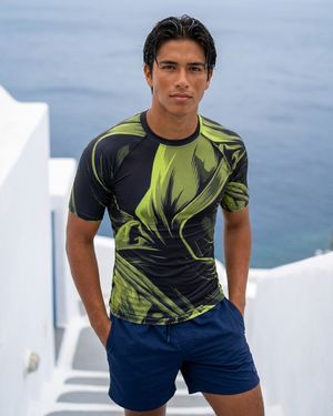 Men's Lime Shinobi men's short-sleeve rashguards