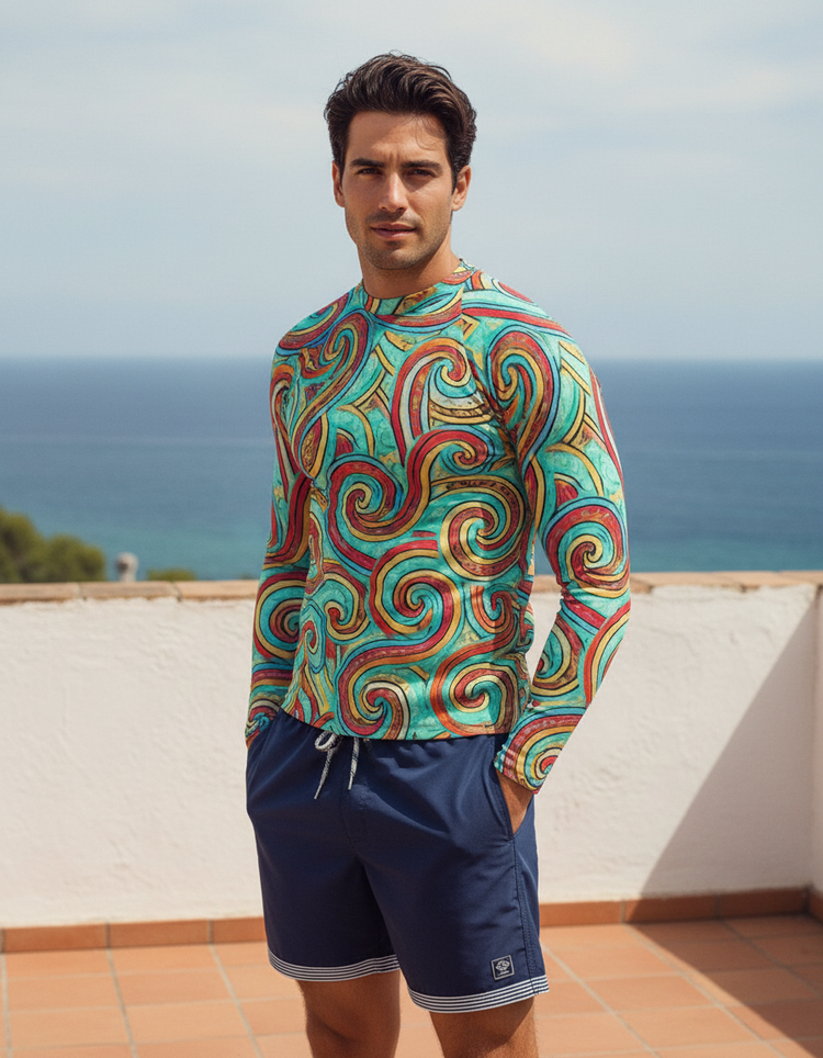 Men's Neon Aqua Spectrum men's rashguards