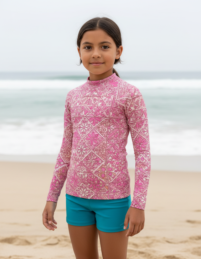 Rashguard — Kids Millennial Pink Zellige