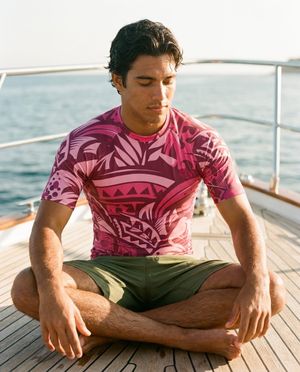 Men's Electric Fuchsia Mana Lehua men's rashguards