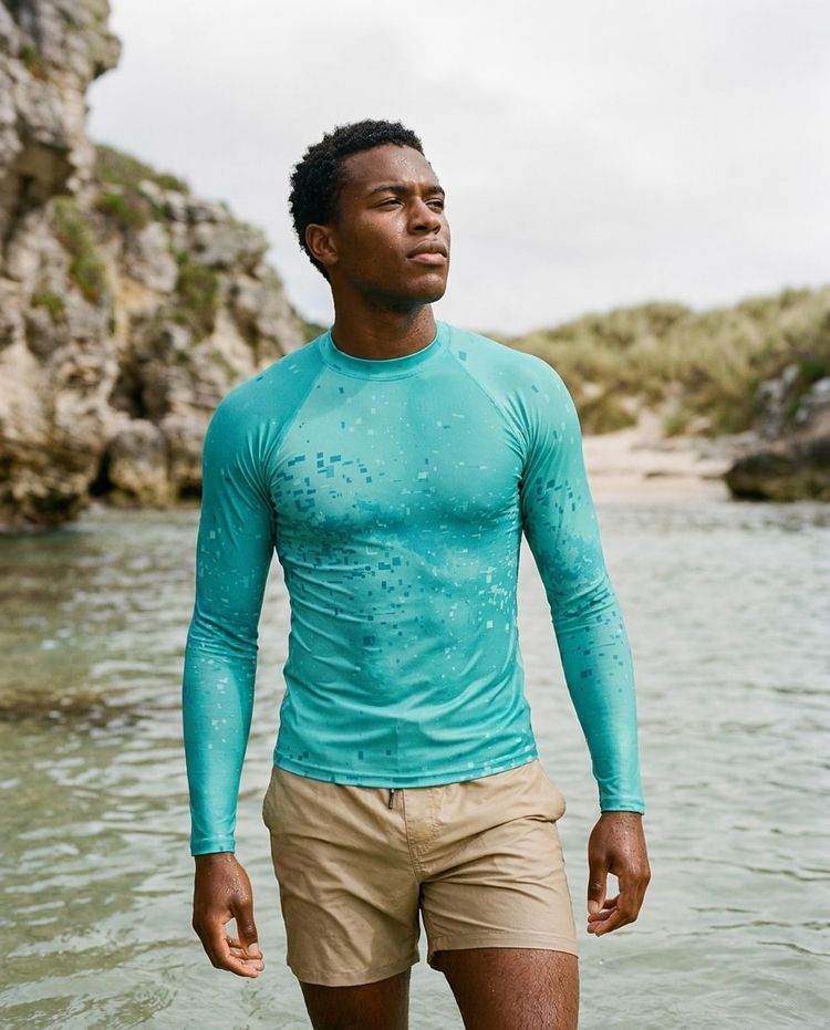 Men's Turquoise Mirage Rash Guard