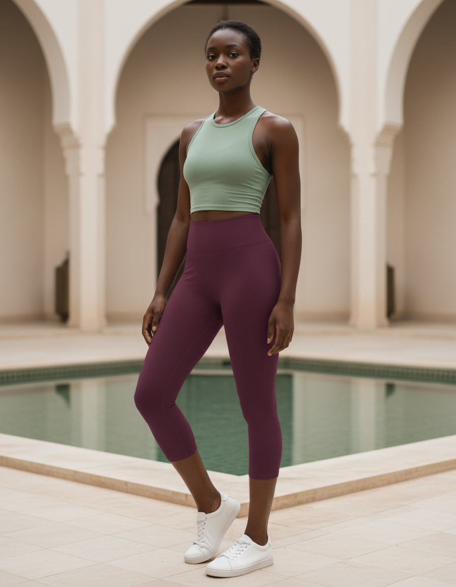 Capri-Yoga Leggings in Mulberry