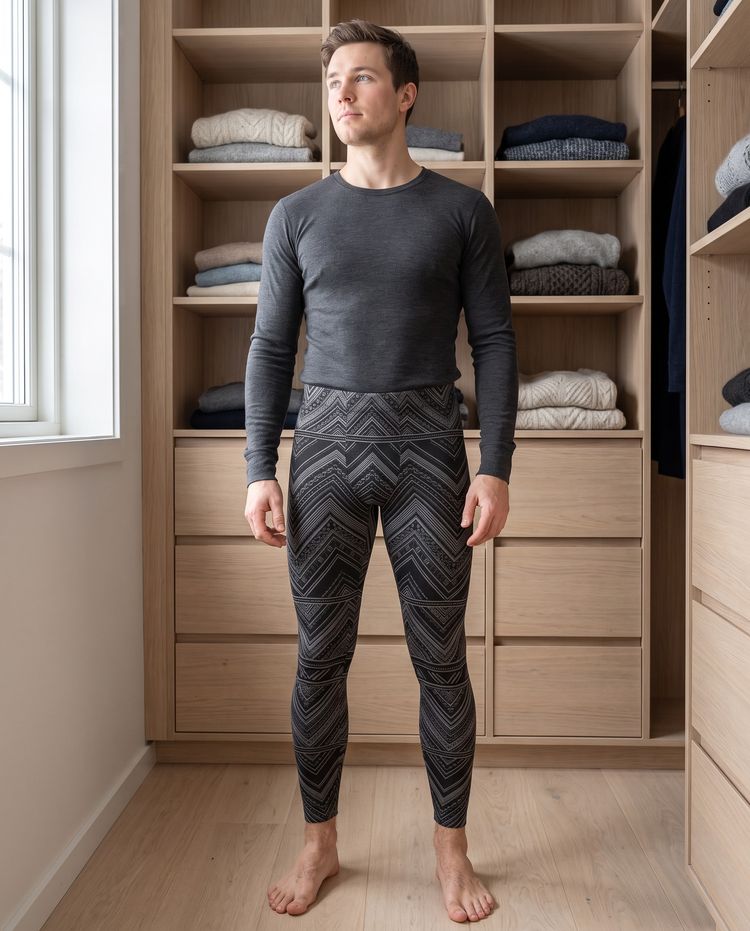 Graphite Chevronet men's base layer bottoms