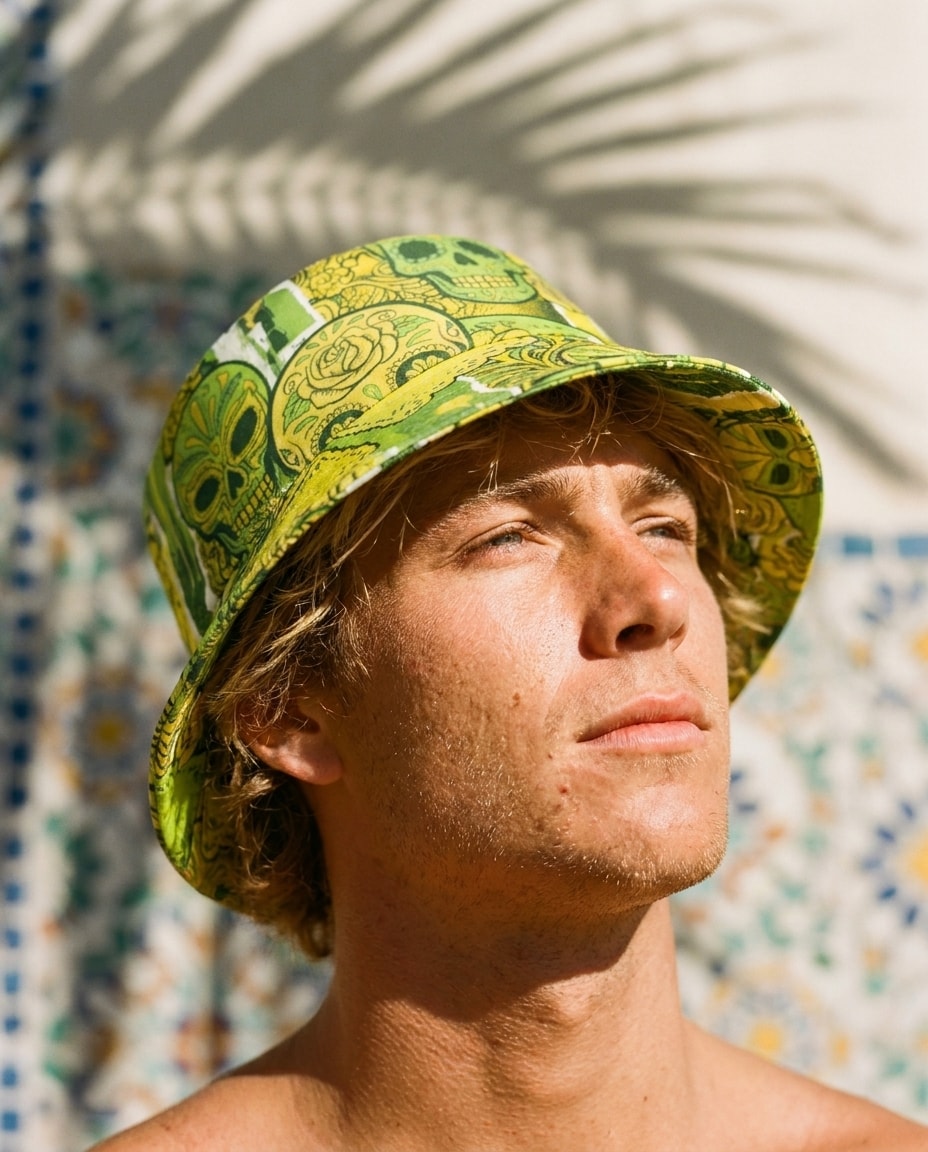 Bucket Hat in Lime Cempasuchil