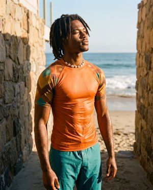 Men's Citrus Orange Horizon men's rashguards