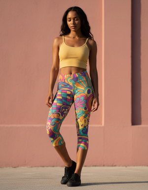 Psychedelic Collection Capri Leggings capri leggings