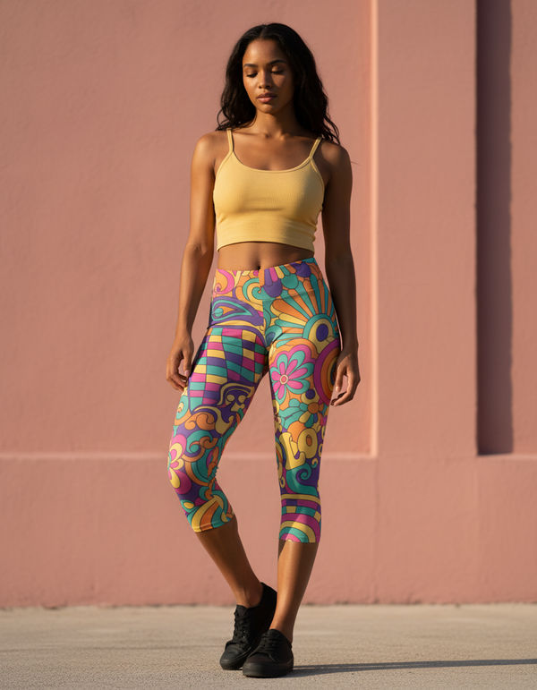 Psychedelic Collection Capri Leggings capri leggings