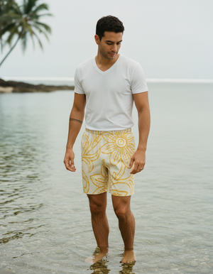 Yellow Gelang men's swim trunks