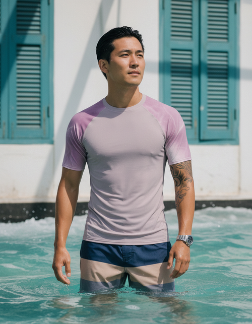 Burnished Lilac Frost Rash Guard Men's Rashguard — Dripper