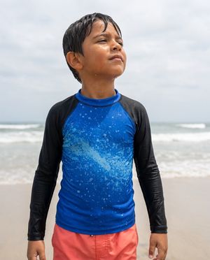 Boys Electric Blue Pixelate boys youth rashguards