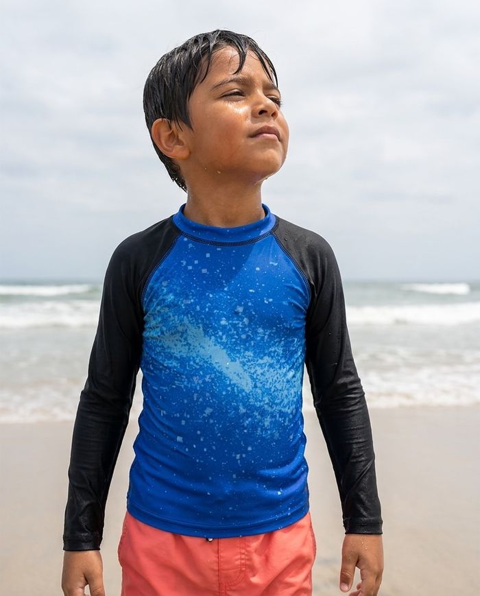 Rashguard — Boys Electric Blue Pixelate