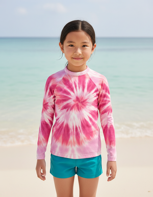 Electric Fuchsia Nebula Kids Rash Guard bikini — Dripper