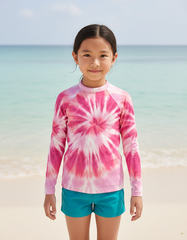 Girls Electric Fuchsia Nebula Rash Guard