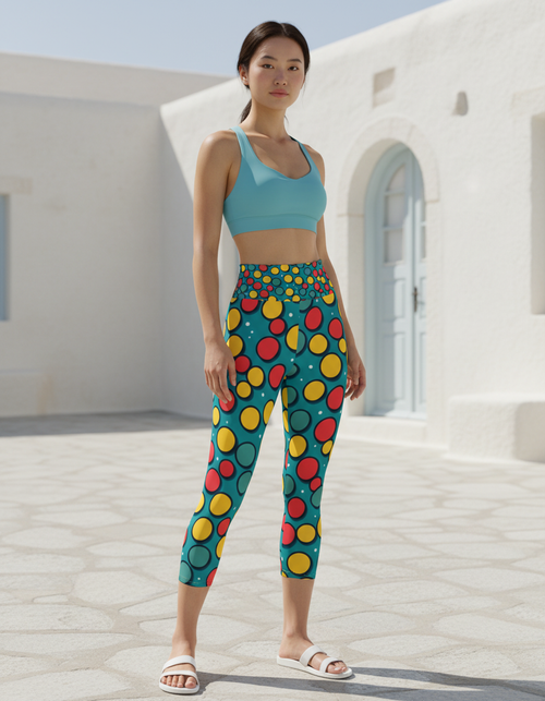 Turquoise Mosaic Capri Yoga Leggings Capri Yoga Leggings — Dripper