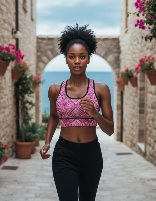 Hot Pink Mesa Longline Sports Bra Longline Sports Bra — Dripper