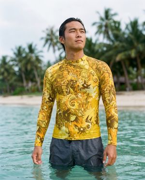 Men's Lemon Yellow Bakeneko men's rashguards