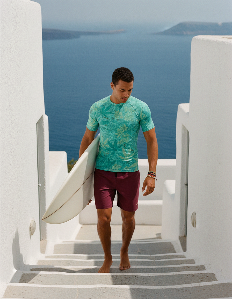 Neon Aqua Kumo Rash Guard Men's Rashguard — Lolekai