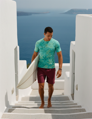 Men's Neon Aqua Kumo men's rashguards