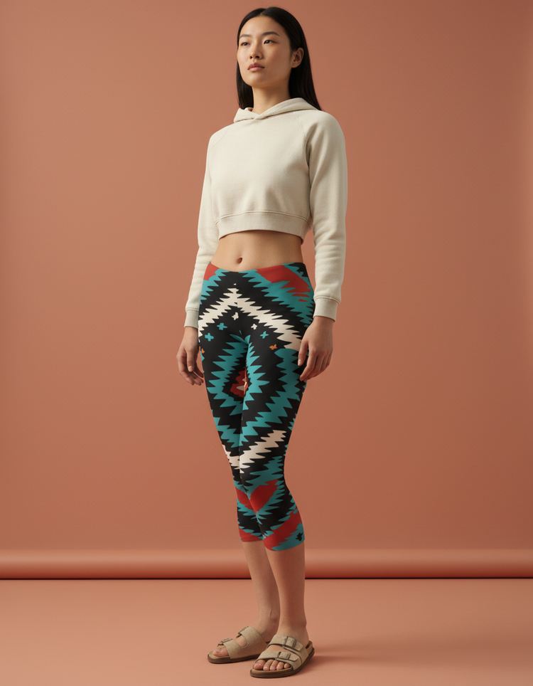 Women's Navajo Pattern Capri Leggings