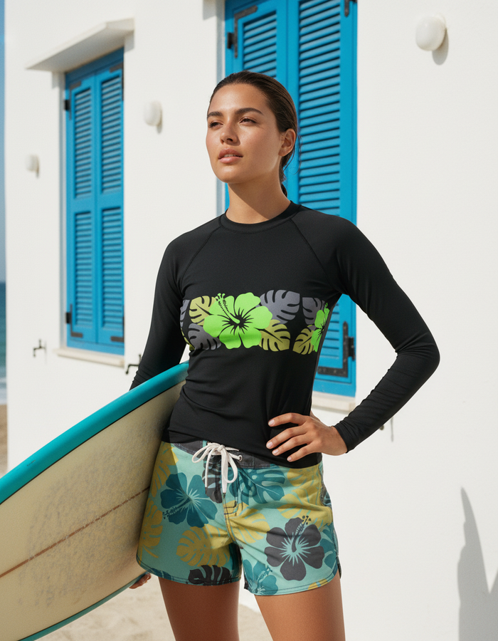 Rashguard — Women's Neon Green Bloom Pua