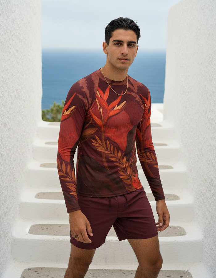 Rashguard — Men's Fiery Red Tropique