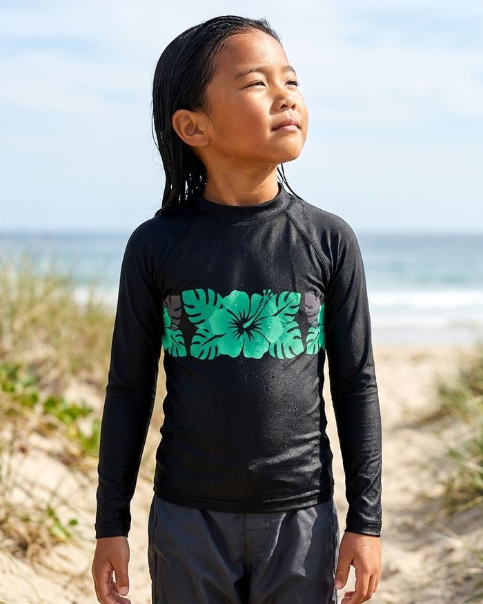 Rashguard — Girls Neon Aqua Bloom Pua
