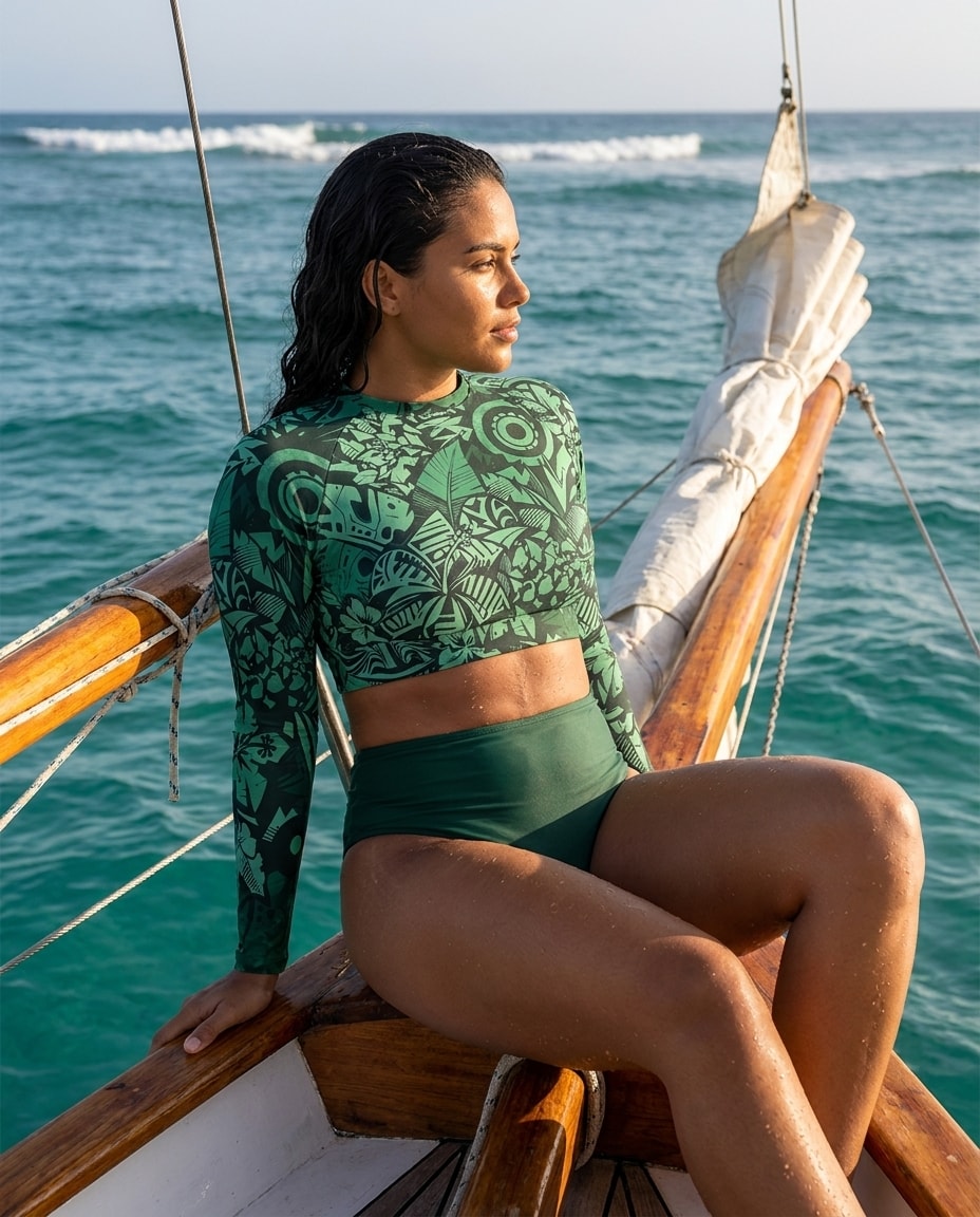 Crop Top in Runway Emerald Lani Kai