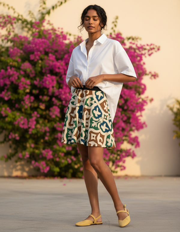 Geometric Dreams Mosaic Skater Skirt