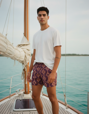 Dusty Rose Boca men's swim trunks