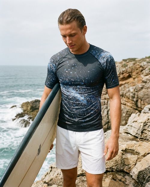 Marina Pixelate Rash Guard Men's Rashguard — Lolekai