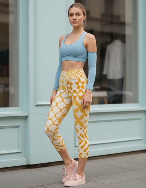 Yellow capri yoga leggings — Dripper