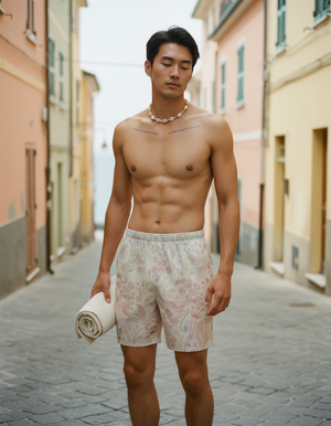 Amber Haze Meadow men's swim trunks